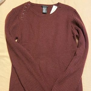 Theory burgundy ribbed wool sweater NWT